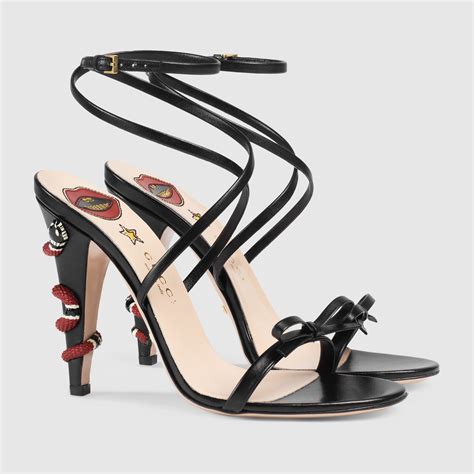 gucci kingsnake crisscross leather sandals|Gucci Leather Crisscross Sandal In Black Leather .